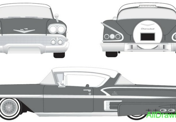 Chevrolet Impala (1958) - drawings (drawings) of the car
